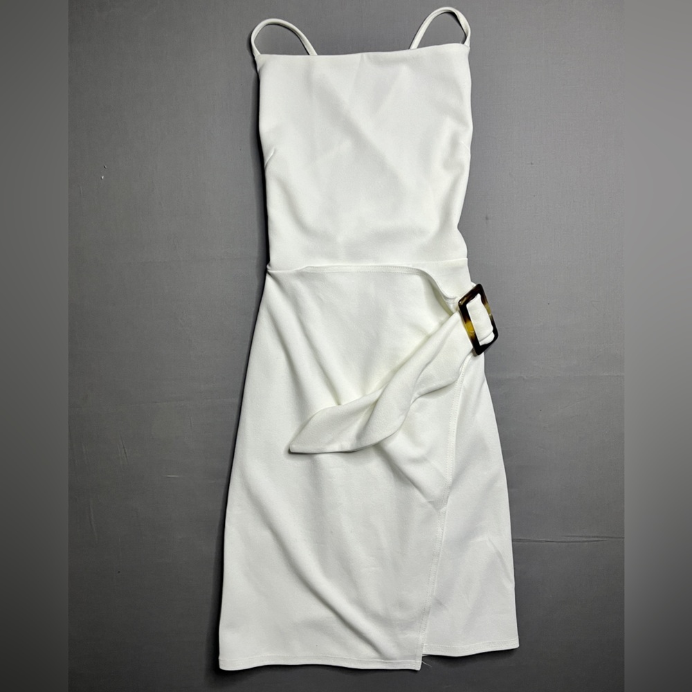 ASOS White Dress with Subtle Knit Trim